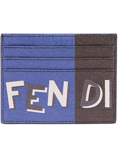 Shop Fendi Logo Card Holder - Grey