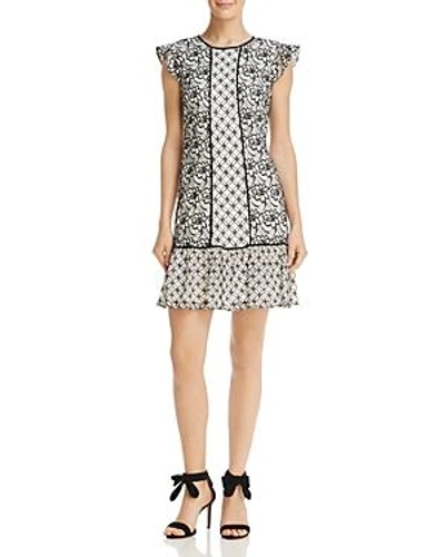 Shop Adrianna Papell Lace Shift Dress In Ivory/black