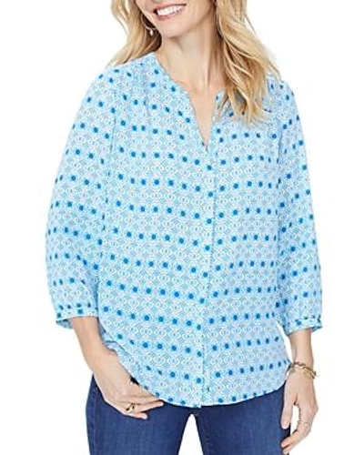 Shop Nydj Pintuck-back Blouse In Crystal Oasis Too Cabana
