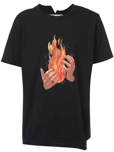 Shop Off-white Flame Graphic T-shirt - Black