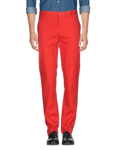 Shop Lacoste Casual Pants In Red