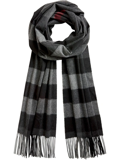 Shop Burberry Checked Scarf In Black