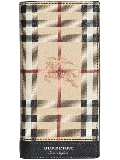 Shop Burberry Haymarket Check Continental Wallet - Neutrals