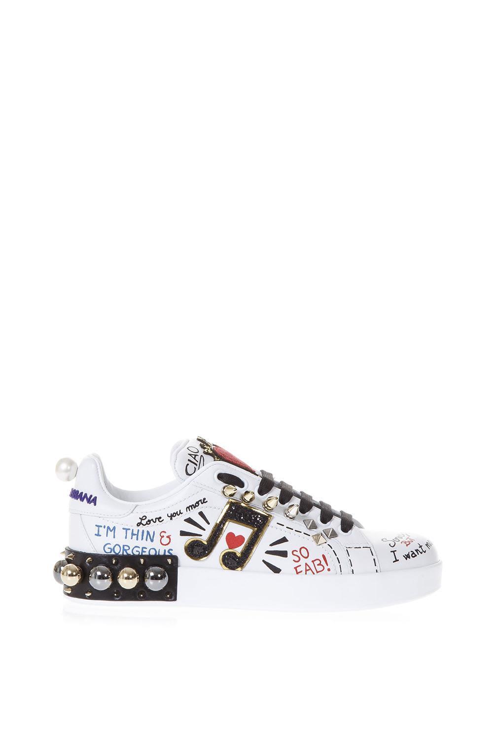 printed calfskin portofino sneakers