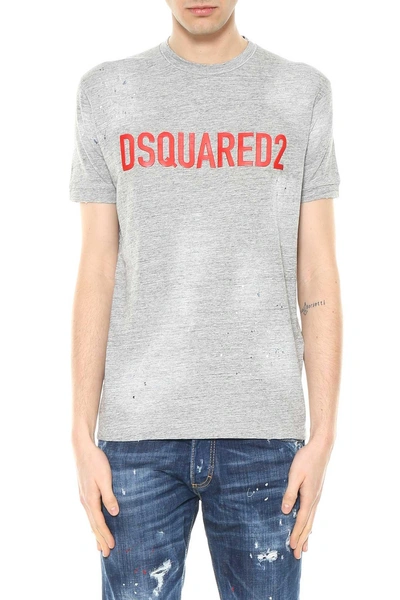 Shop Dsquared2 Printed T-shirt In Grey Melange