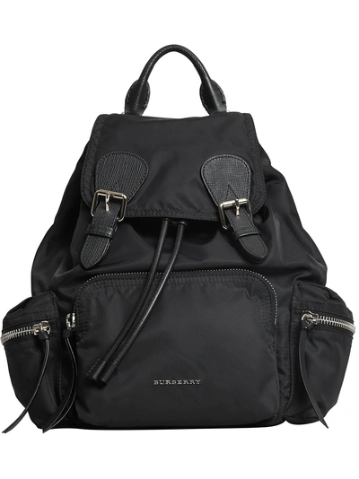 Shop Burberry Medium Rucksack In Technical Nylon And Leather - Black