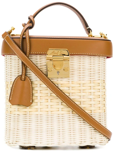 Shop Mark Cross Straw And Leather Box Bag
