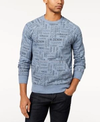Shop Tommy Hilfiger Denim Men's Russell Logo-print Raglan-sleeve Sweatshirt In Fleet Blue