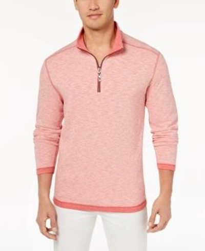 Shop Tommy Bahama Men's Sea Glass Quarter-zip Sweater In Ribbon Red