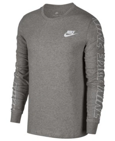 Shop Nike Men's Av15 Logo Sleeve T-shirt In Dark Grey Heather