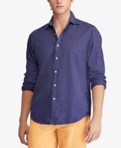 Shop Polo Ralph Lauren Men's Classic Fit Garment Dyed Chino Shirt In New Classic Navy