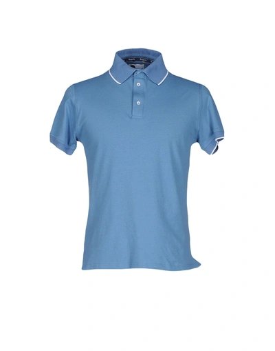 Shop Bagutta Man Polo Shirt Slate Blue Size L Cotton, Elastane