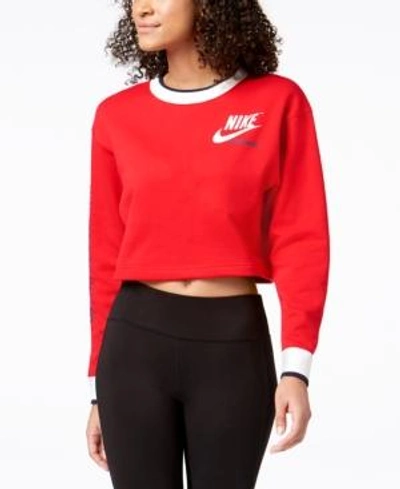 Shop Nike Sportswear Reversible Fleece Cropped Sweatshirt In University Red