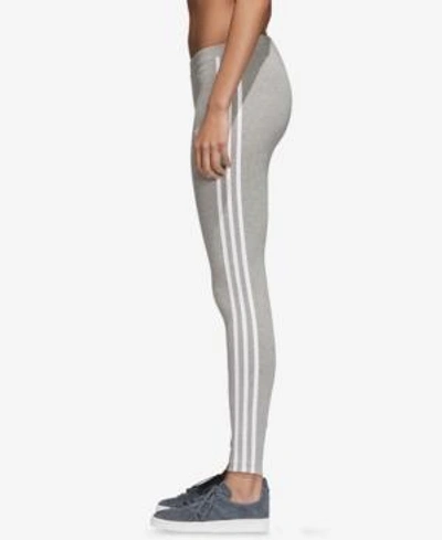 Shop Adidas Originals Adicolor Three-stripe Leggings In Medium Grey Heather