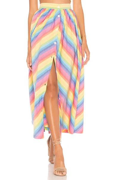 Shop Mds Stripes Button Front Skirt In Multi Stripe