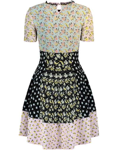 Shop Alexander Mcqueen Floral Print Knit Dress In Blk-pnk
