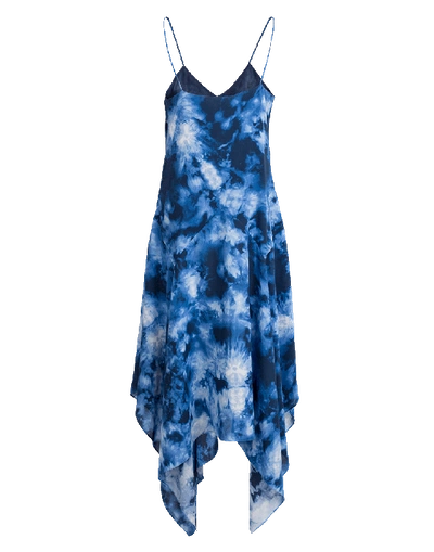 Shop Michael Kors Asymmetrical Tie Dye Dress In Maritime