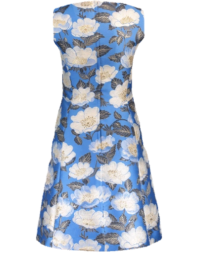 Shop Dolce & Gabbana Jascquard Fitted Dress In Blue