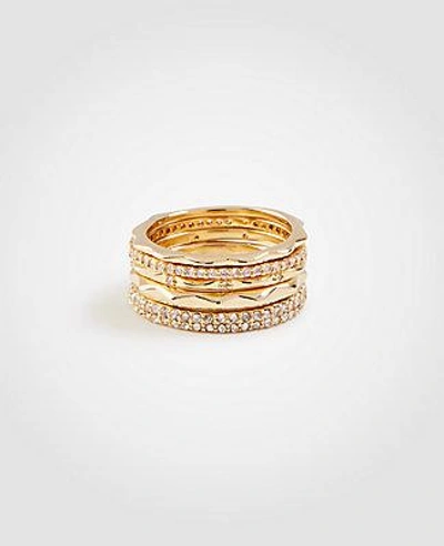 Shop Ann Taylor Crystal Stacked Ring Set In Gold