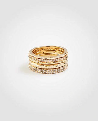 Ann Taylor Crystal Stacked Ring Set In Gold