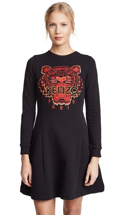 Shop Kenzo Tiger Sweatshirt Dress In Black