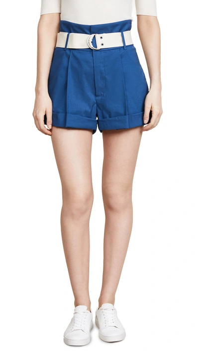 Shop Sea Poppy High Waisted Shorts In Blue