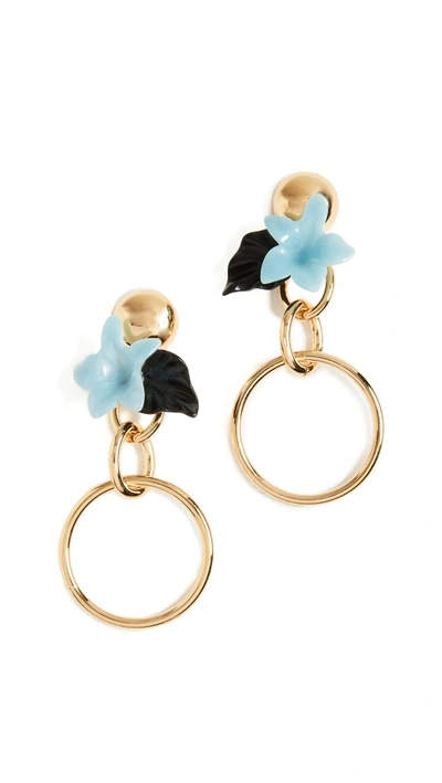Shop Lele Sadoughi Hibiscus Hoop Earrings In Sky Blue