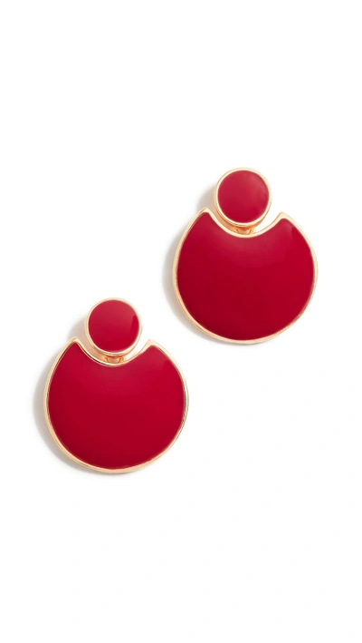 Shop Kenneth Jay Lane Polished Doorknocker Earrings In Red