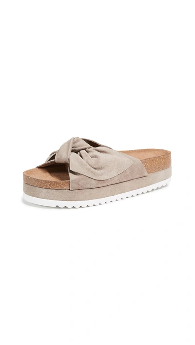Shop Jeffrey Campbell Rotuma Bow Slides In Taupe