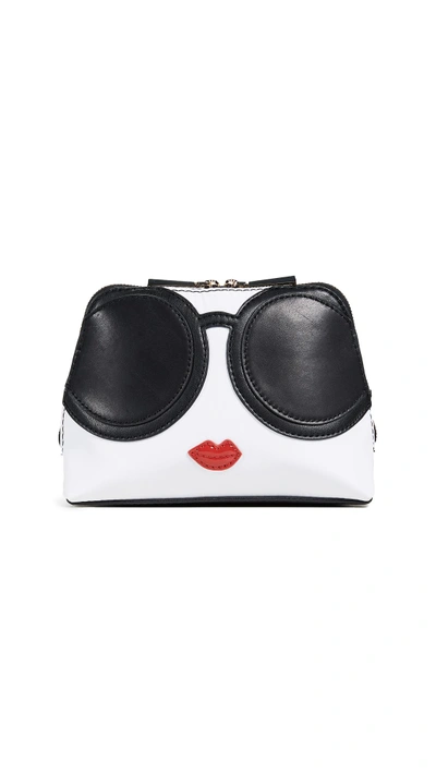 Shop Alice And Olivia Stace Face Cosmetic Bag In Black/white