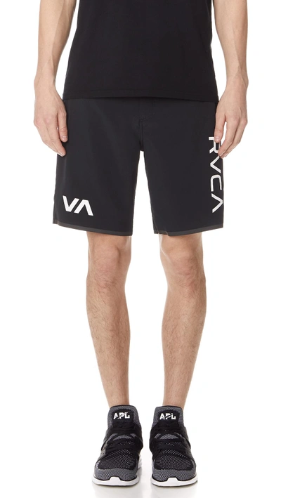 Shop Rvca Staff Ii Dual Layer Shorts In Black