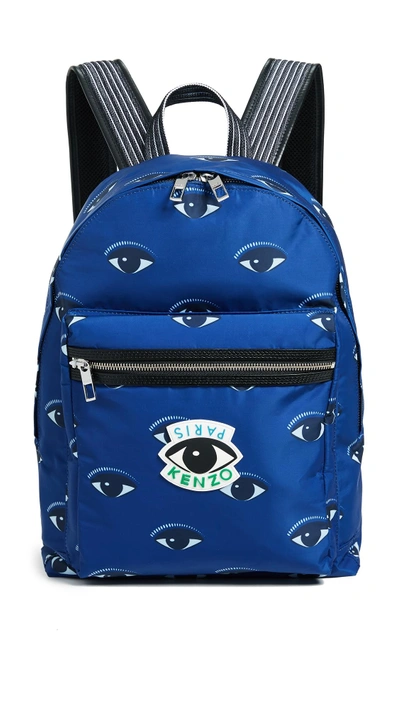 Shop Kenzo Nylon Eyes All Over Backpack In Blue