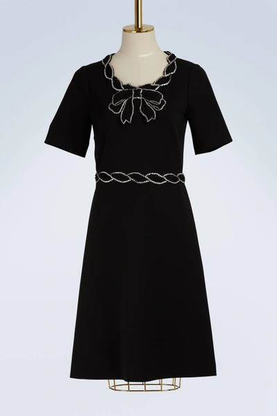 Shop Gucci Velvet Collar Mini-dress In Black