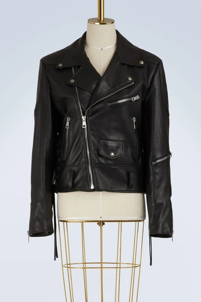 Shop Gucci Fy Leather Jacket In Black