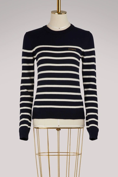 Shop Maison Labiche Amour Striped Sweater In Navy Off White
