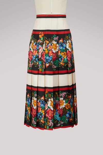 Shop Gucci Josephine Printed Silk Skirt In Black/magnolia