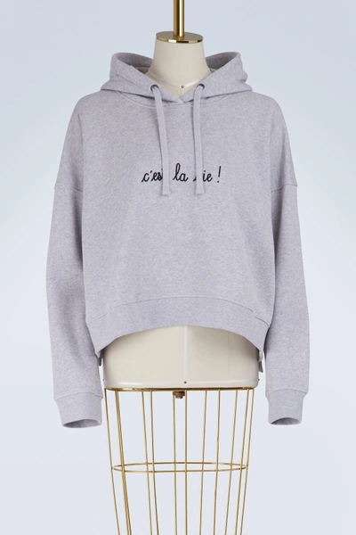 Shop Maison Labiche C'est La Vie! Cotton Hoodie In Heather Grey