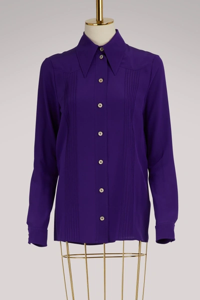Shop Gucci Silk Shirt In Violet Indigo