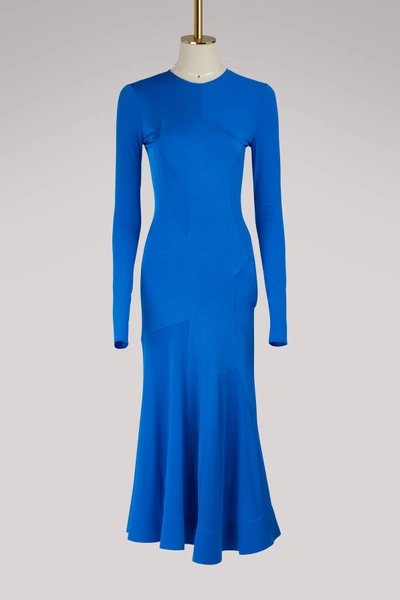 Shop Esteban Cortazar Circle Long-sleeved Dress In Cobalt Blue