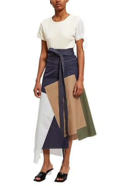 Shop Jw Anderson Opening Ceremony Patchwork Skirt In Navy 6674699