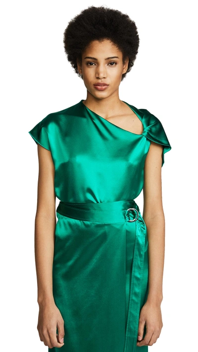 Shop Dion Lee Satin Knot Top In Primary Green