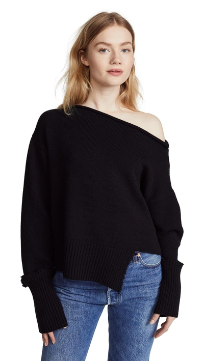 Shop Helmut Lang Distressed Sweater In Black