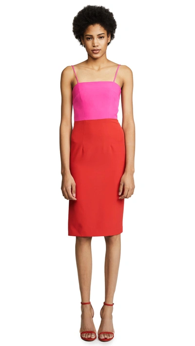 Shop Milly Cady Pencil Dress In Tomato/raspberry
