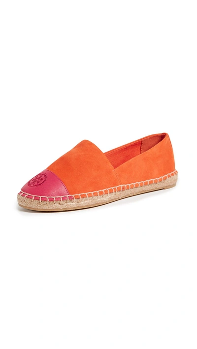 Shop Tory Burch Colorblock Flat Espadrilles In Sweet Tangerine/bright Azalea