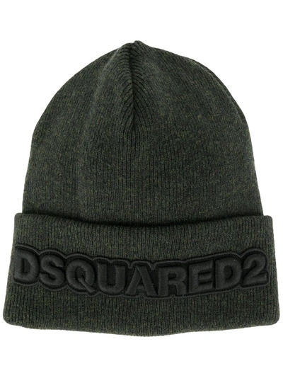 Shop Dsquared2 Logo Embroidered Beanie - Green