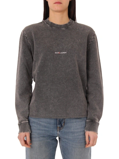 Shop Saint Laurent Gray Logo Sweatshirt In Grey