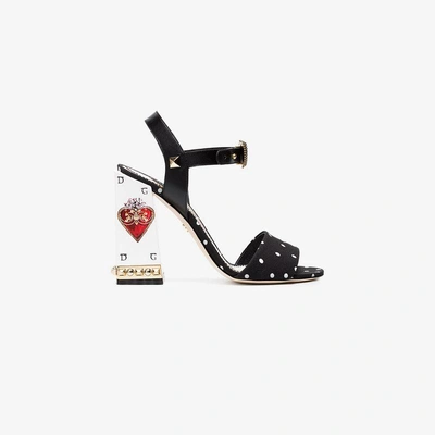 Shop Dolce & Gabbana Black Cady Scared Heart 105 Sandals