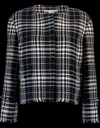 Shop Oscar De La Renta Tweed Jacket In Nvy-ivry