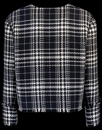 Shop Oscar De La Renta Tweed Jacket In Nvy-ivry