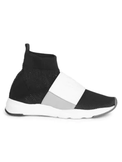 Shop Balmain Knit Ankle Sock Sneakers In Black White